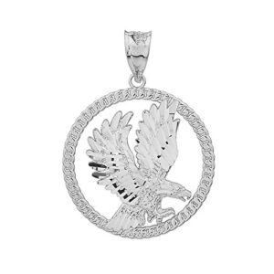 Animal Kingdom .925 Sterling Silver American Eagle 1” Round Frame Pendant - Pendant Only