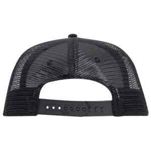 OTTO SNAP Cotton Twill Round Flat Visor 6 Panel Mesh Back Trucker Snapback - Black