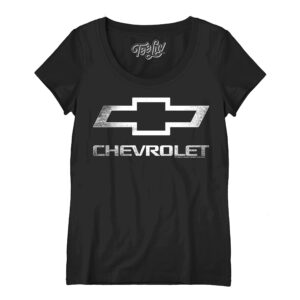 Tee Luv Women's Chevy Shirt - Scoop Neck Chevrolet Car Logo T-Shirt, Black, S