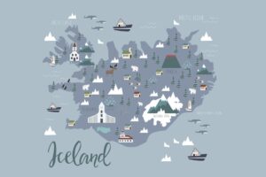 map of iceland travel world map with cities in detail map posters for wall map art wall decor geographical illustration tourist landmark travel destinations cool wall art print poster 12x18