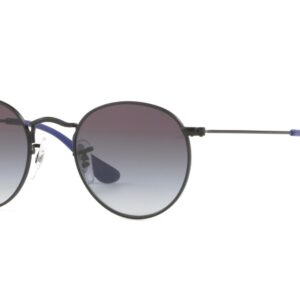 Ray-Ban Junior Kids RJ9547S Metal Round Sunglasses, Matte Black/Light Grey Gradient Dark Grey, 44 mm