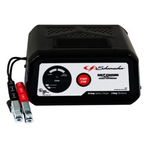 Schumacher Electric SC1282 Fully Automatic Battery Charger and Maintainer for Motorcycles, Power Sports, Lawn Tractors, Cars, SUVs, and Boats, 10 Amps, 12 Volt, Black, 1 Unit