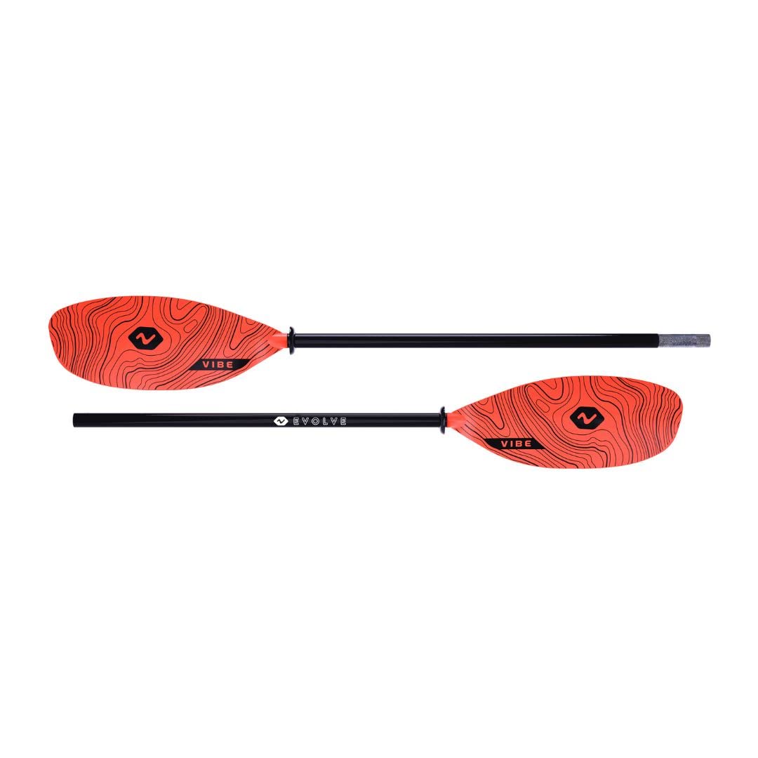 Vibe Evolve Fiberglass Kayak Paddle - Adjustable Length Canoe and Kayak Paddle - Durable Fiberglass & Reinforced Nylon Kayak Oar, Adjustable Paddle for Adults, 230-250cm, Tsunami Red