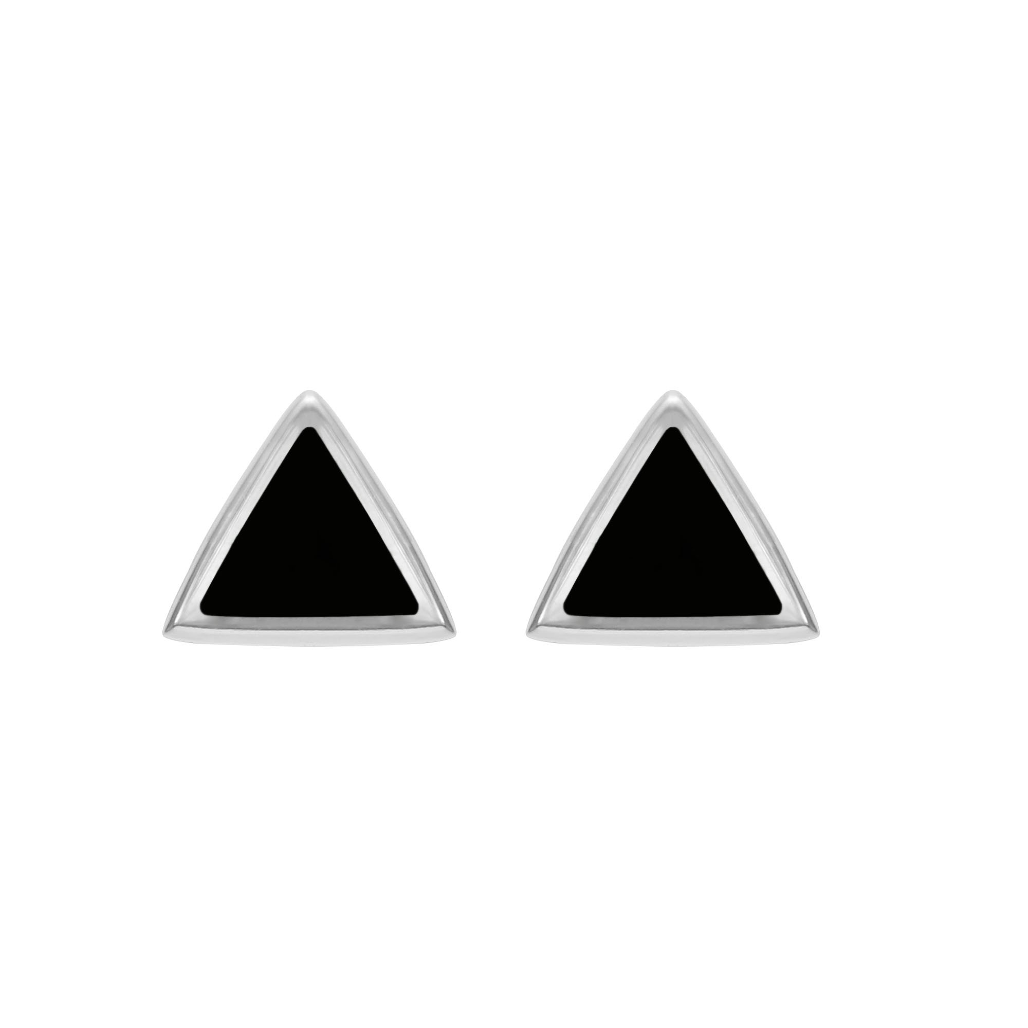 Boma Jewelry Sterling Silver Onyx Triangle Inlay Stud Earrings