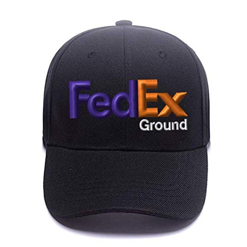 FedEx Ground Purple Orange Snapback Hat Mid Crown Baseball Cap - Black