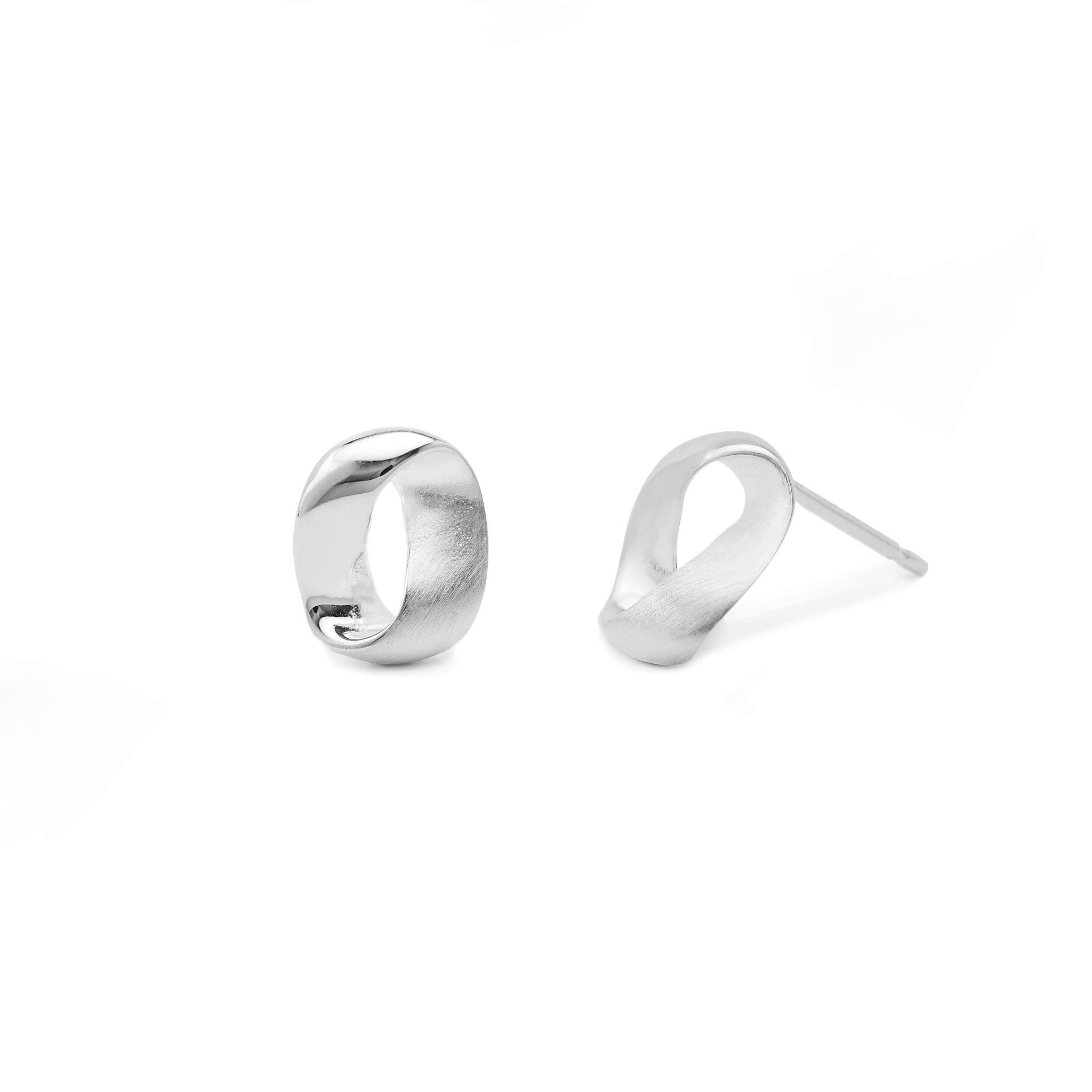 Boma Jewelry Sterling Silver Mobius Strip Twisting Modern Stud Earrings