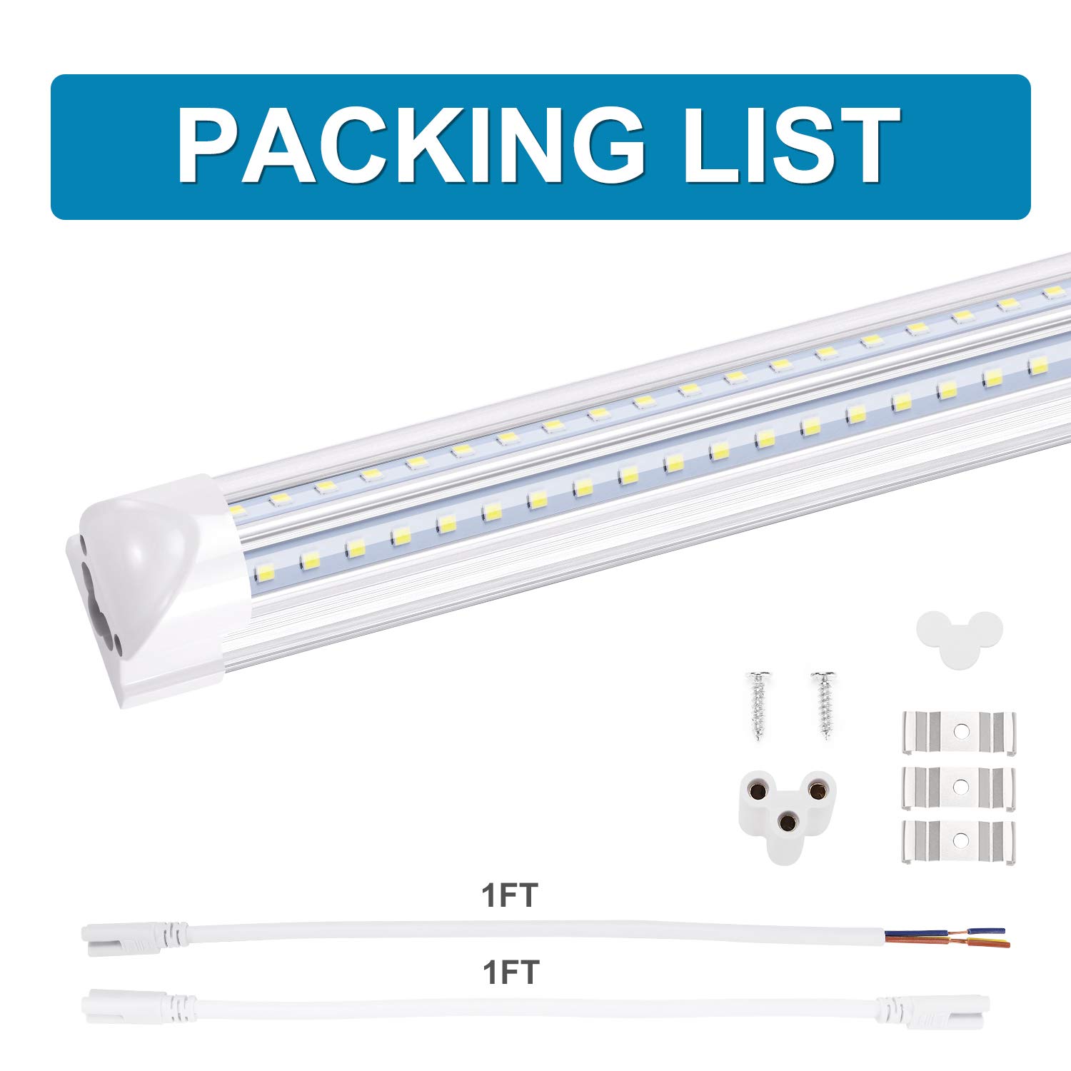 Led Cooler Light 6ft,V Shape Integrated LED Fixtures 56W,5600LM, AC85-277V, SMD2835 Clear Cover, Cool White 6000K. led Shop Light 25 Pack