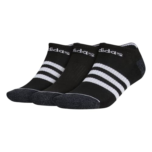 adidas Men's 3-Stripe No Show Socks (3-Pair), Black/White/Onix Grey, Large