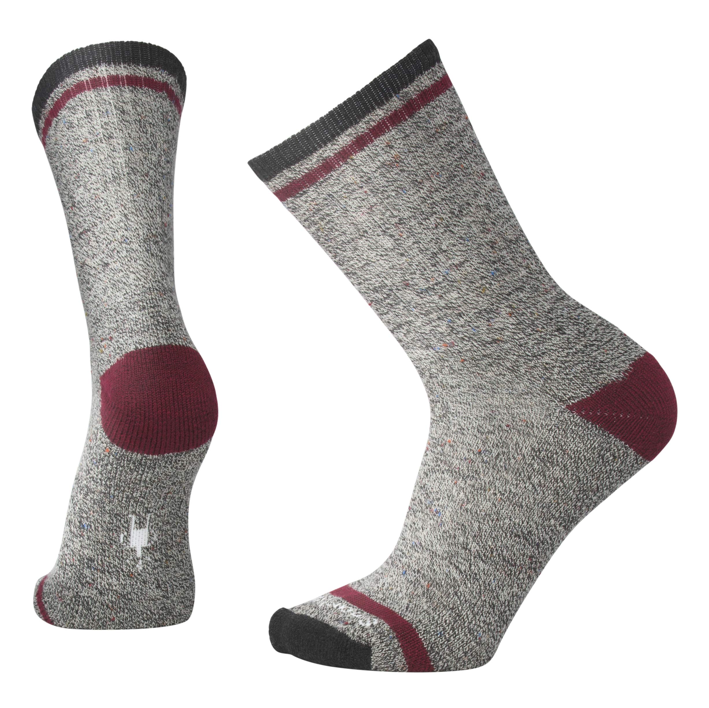 Smartwool SW000003A49L Everyday Larimer Crew Socks Charcoal Heather-Tibetan Red H L