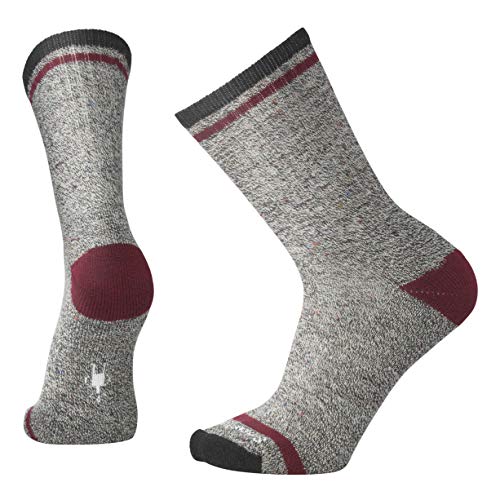 Smartwool SW000003A49L Everyday Larimer Crew Socks Charcoal Heather-Tibetan Red H L