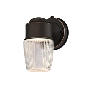 Westinghouse 6106900 One-Light LED Outdoor Wall Fixture with Dusk to Dawn Sensor, Oil Rubbed Bronze Finish with Clear Ribbed Glass , Oil-rubbed Bronze