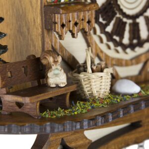 Cuckoo-Palace German Cuckoo Clock - Blackforest Hillside Chalet with Wonderful Animals with Quartz Movement - 10 1/4 inches Height