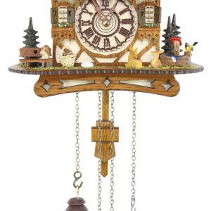 Cuckoo-Palace German Cuckoo Clock - Blackforest Hillside Chalet with Wonderful Animals with Quartz Movement - 10 1/4 inches Height