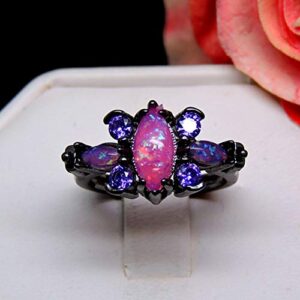 Logan Butterfly Ring for Women by Ginger Lyne | Pink Simulated Fire Opal Purple CZ Promise Ring for Her