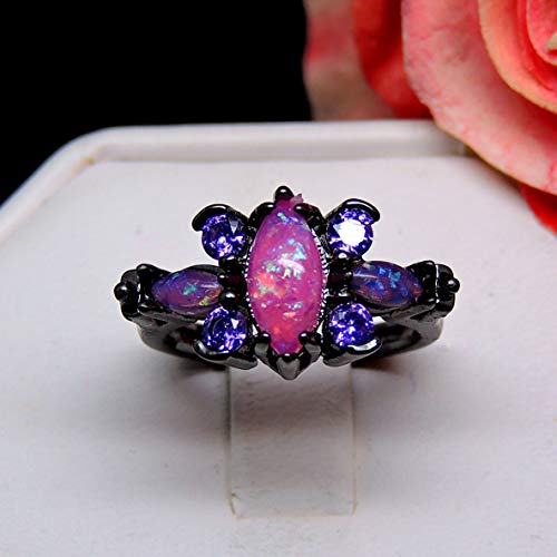 Logan Butterfly Ring for Women by Ginger Lyne | Pink Simulated Fire Opal Purple CZ Promise Ring for Her