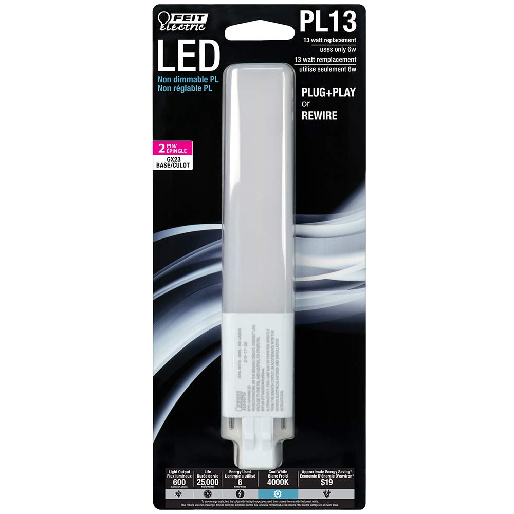 Feit Electric BPPL13/H/840/LED 13W EQ Non-DM Horizontal PL13 GX23 LED Light Bulb