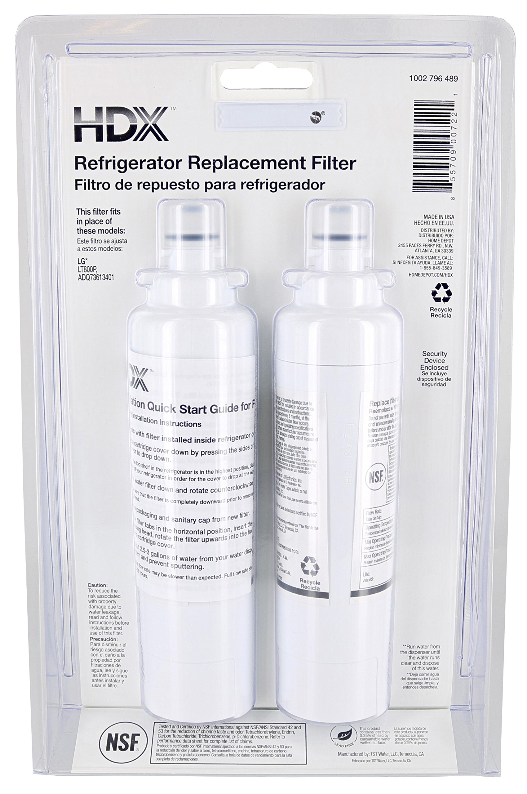 HDX FML-4 Replacement Water Filter / Purifier for LG Refrigerators (2 Pack)