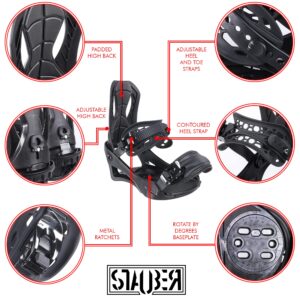 STAUBER 158cm Summit Snowboard & Binding Package Sizes 128, 133, 138, 143, 148,153,158, 161- Best All Terrain, Twin Directional, Hybrid Profile - Adjustable Bindings - Designed for All Levels