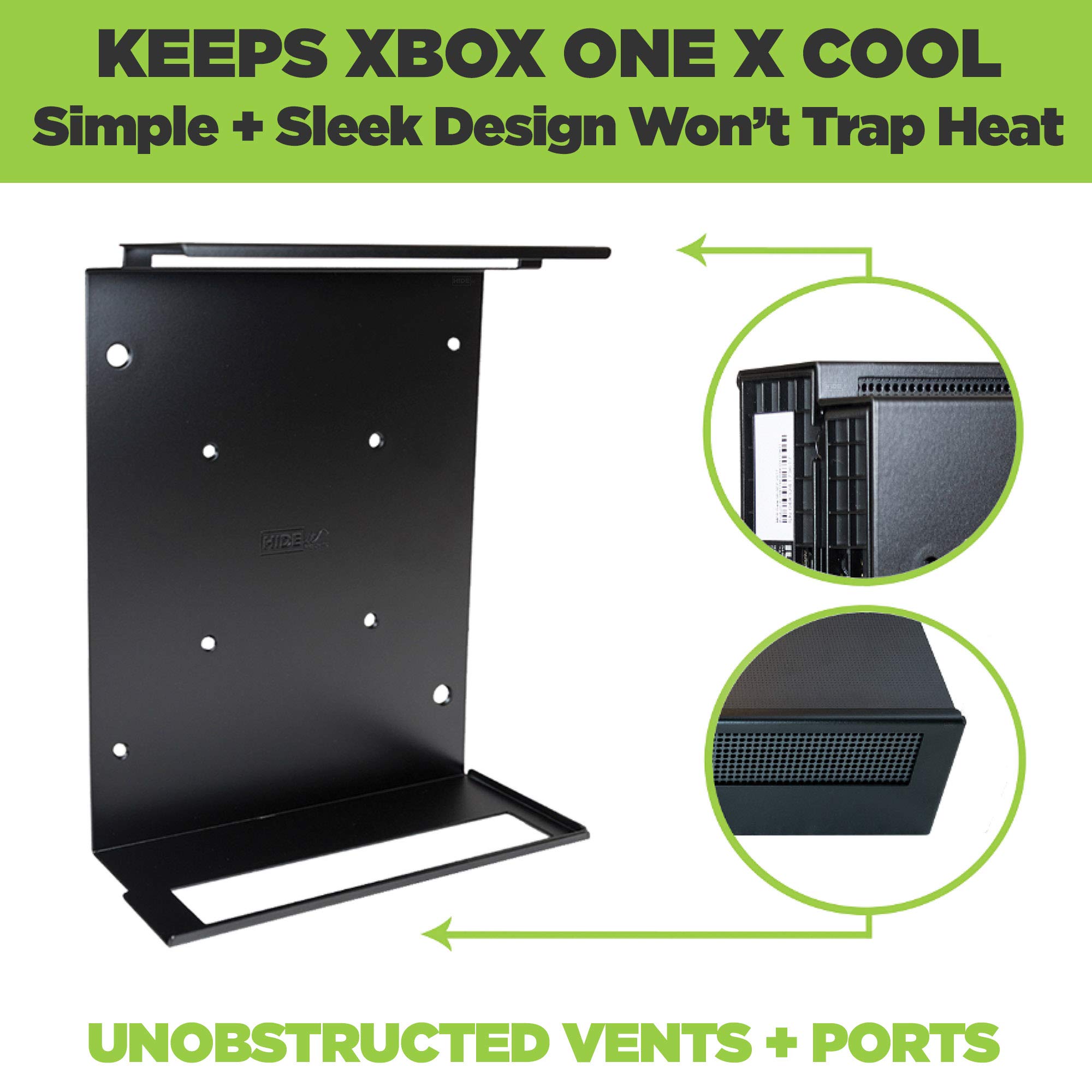 HIDEit Mounts X1X Bundle, Wall Mounts for Xbox One X and Controllers, Steel Mounts for Xbox One X and Two Controller Mounts to Safely Store Your Xbox One X and Xbox Controller Near or Behind TV