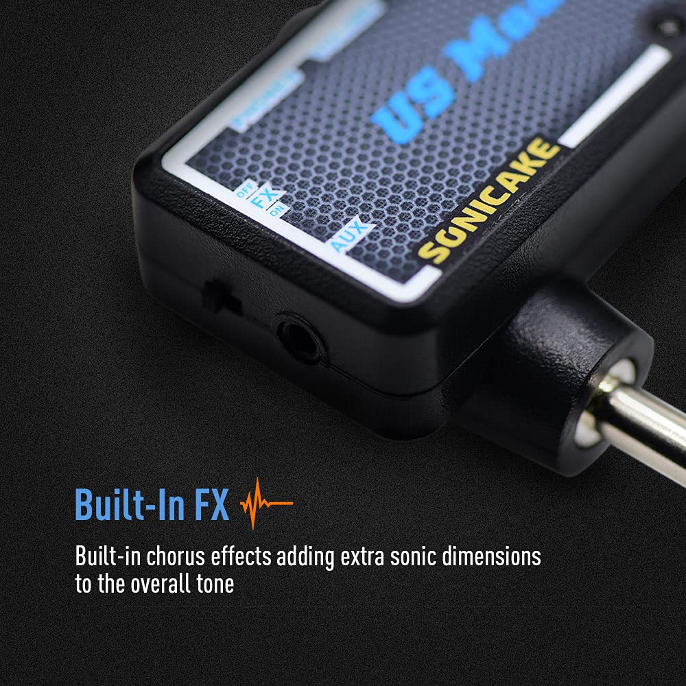 SONICAKE Guitar Bass Headphone Amp Mini Headphone Amplifier US Madness Rechargeable Pocket Chorus Effects