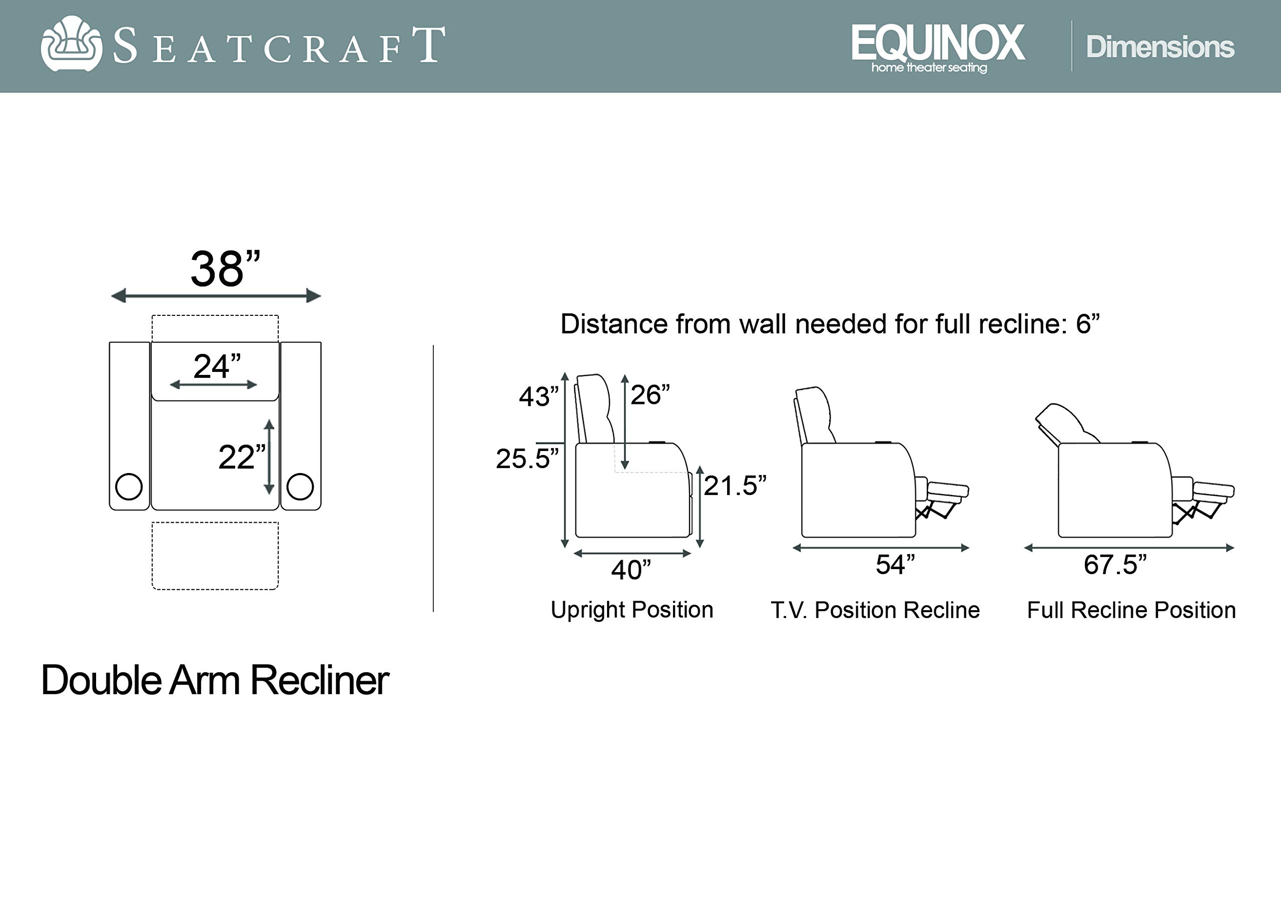 Seatcraft Equinox - Home Theater Seating - Living Room - Top Grain Leather - Power Recline - Powered Headrest and Lumbar Support - Arm Storage - USB Charging - Cup Holders - Single Recliner, Brown