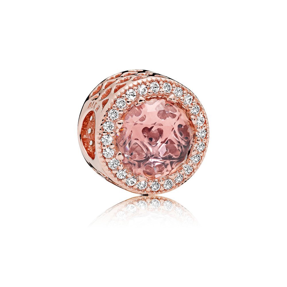 Pink Radient Crystal Rose Gold Plated 925 Sterling Sliver Crystal Pave Charm