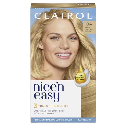 Clairol Nice'n Easy Permanent Hair Dye, 10C Extra Light Cool Blonde Hair Color, Pack of 1 - Packaging May Vary