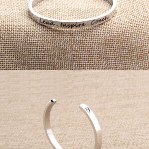 FEELMEM Cheerleader Bracelet Lead Inspire Coach Cuff Bangle Bracelet,Cheer Jewelry(SILVER)