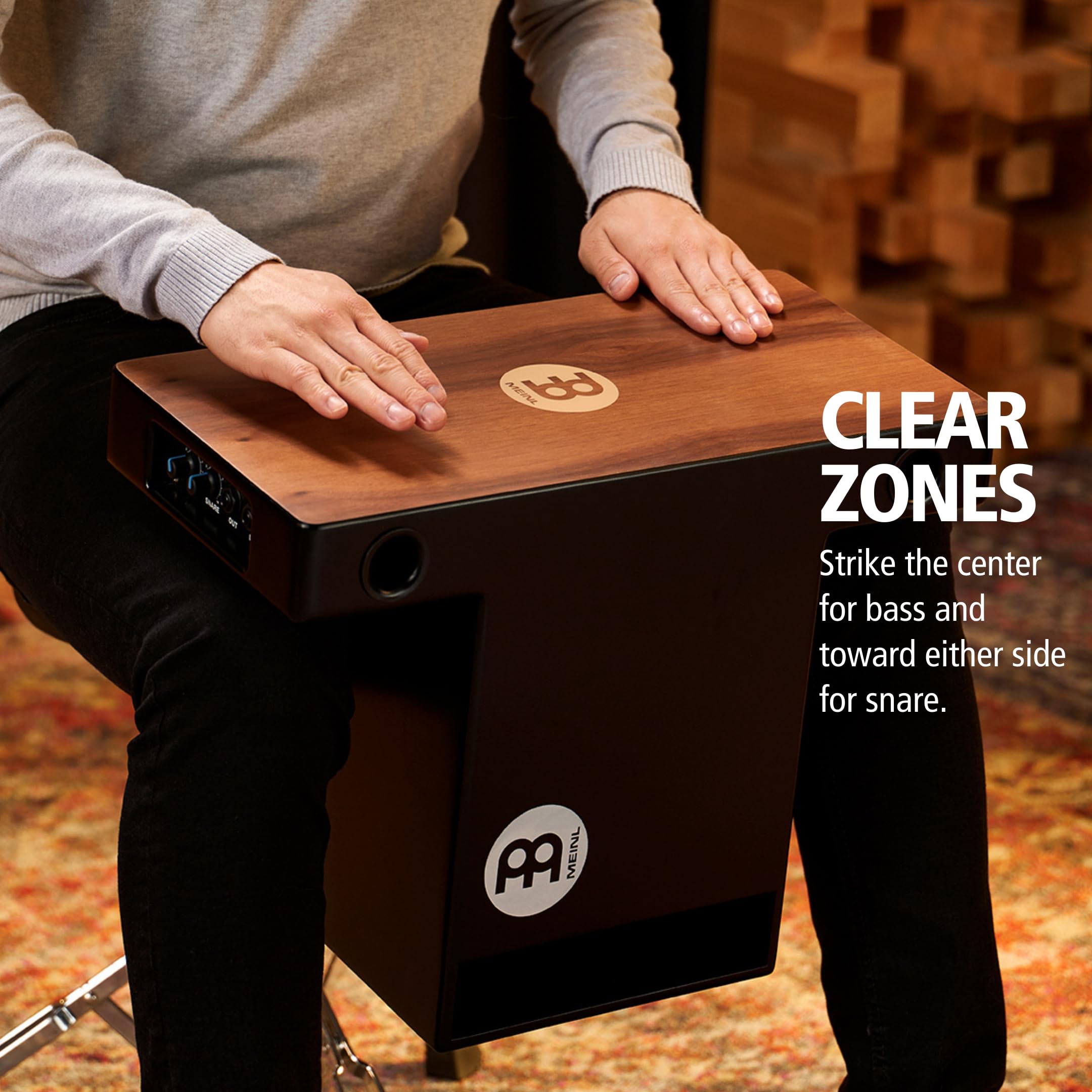 Meinl Pickup Slaptop Cajon Box Drum with Internal Snares and Forward Projecting Sound Ports -NOT MADE IN CHINA - Walnut Playing Surface, 2-YEAR WARRANTY (PTOPCAJ2WN)