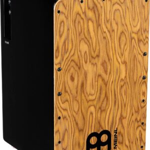 Meinl Pickup Cajon Box Drum with Internal Strings for Snare Effect - NOT MADE IN CHINA - Makah Burl Frontplate / Baltic Birch Body, Woodcraft Professional, 2-YEAR WARRANTY (PWCP100MB)