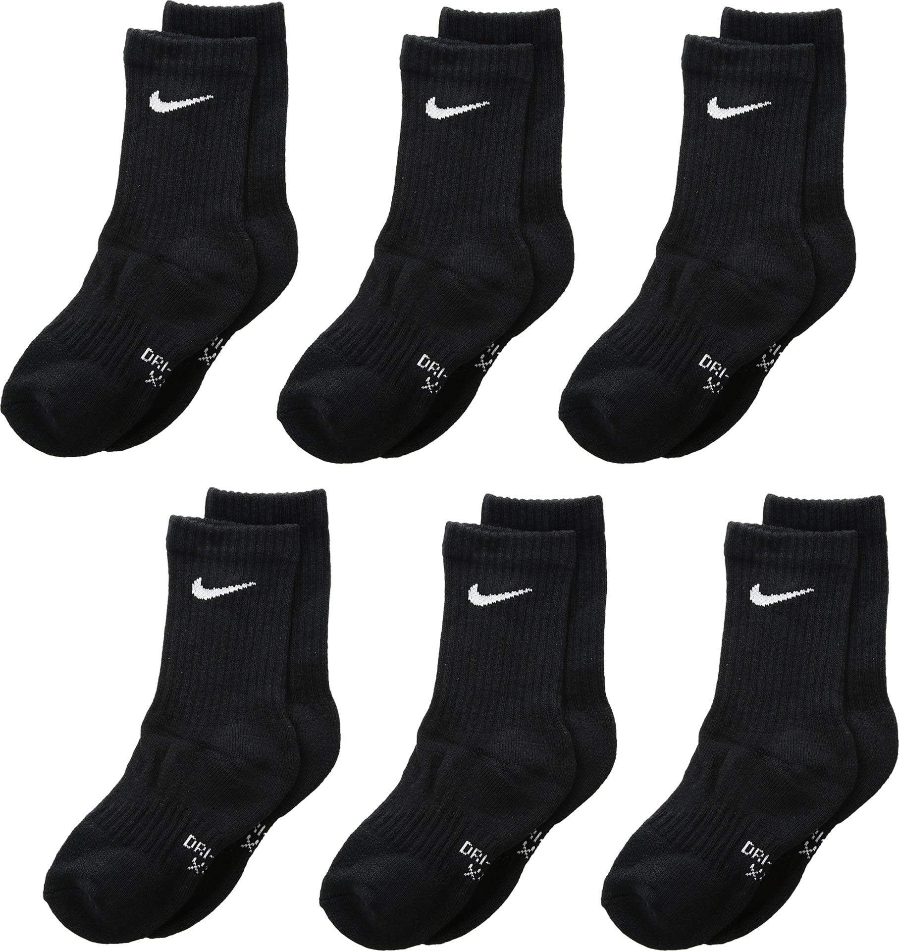 Nike Kids Dri-Fit Performance Basic Crew (Toddler/Little Kid) Black 4-5 (7-10 Toddler)