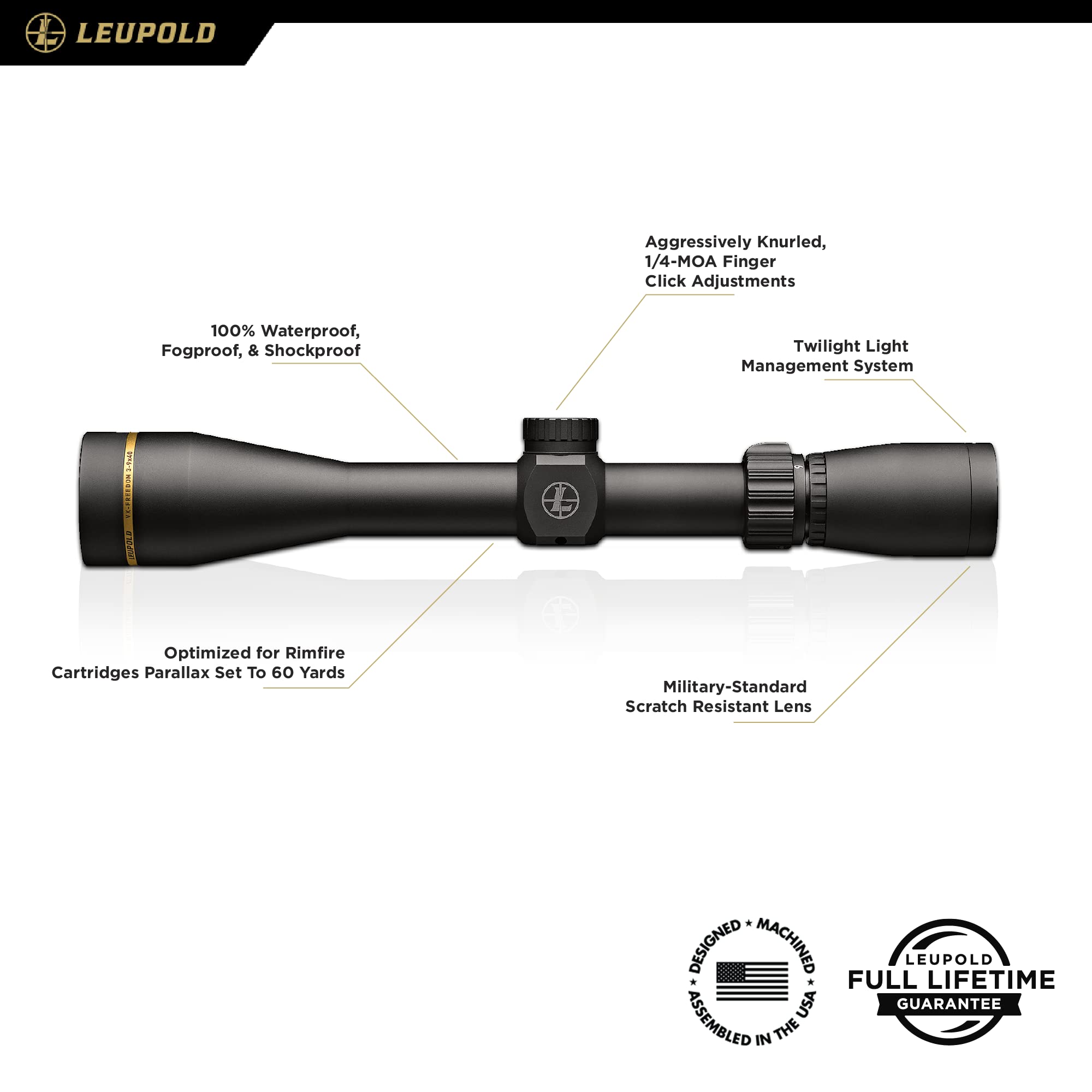 Leupold VX-Freedom Rimfire 3-9x40 (1 inch) Rimfire MOA Reticle Riflescope