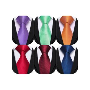 barry.wang 8pcs men necktie set solid plaid multicolor silk tie formal business wedding party christmas festival