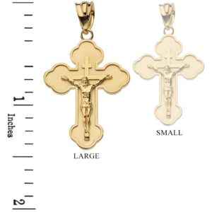 Solid 14k Yellow Gold Eastern Orthodox Cross Crucifix Pendant (Large)