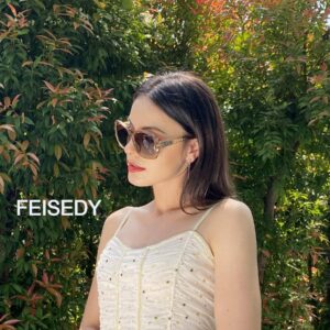 FEISEDY Polarized Women Square Sunglasses Sparkling Composite Shiny Frame B2289