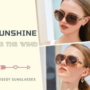 FEISEDY Polarized Women Square Sunglasses Sparkling Composite Shiny Frame B2289