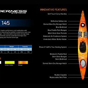 Wilderness Systems Tsunami 145 | Sit Inside Touring Kayak | Multiple Storage Options - Phase 3 Air Pro Seating | 14' 6" | Mango