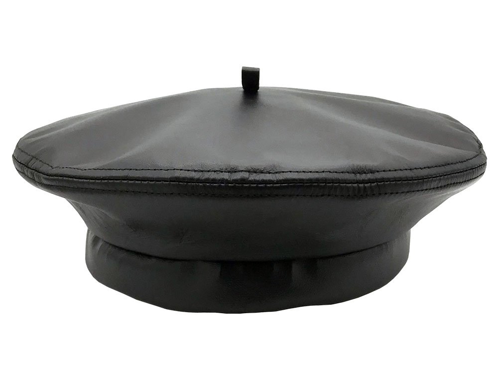 Emstate Winner Caps Unisex Cowhide Leather Beret Made in USA (Black)