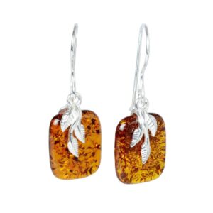 Sterling Silver Baltic Honey Amber EarringsFern\