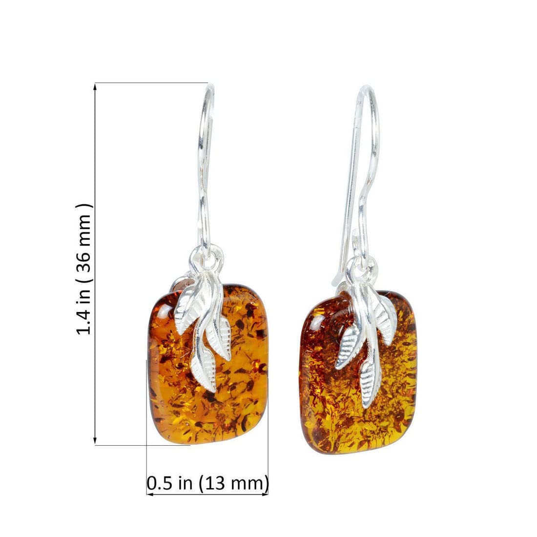 Sterling Silver Baltic Honey Amber EarringsFern\