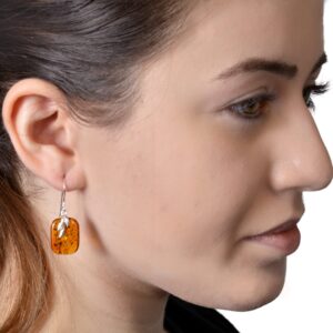 Sterling Silver Baltic Honey Amber EarringsFern\