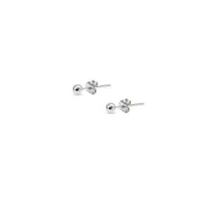 Gold Earrings for Women Men | 14K White Gold 2mm Polished Tiny Ball Bead Stud Earrings