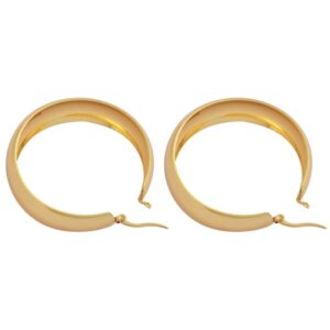 Edforce Stainless Steel 18K Gold Plated Lead-free Hypoallergenic 40mm Wide Large Rounded Hoop Earrings with Click-Top (Gold, 40)