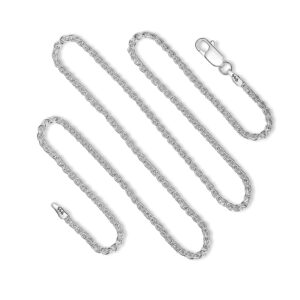 925 Sterling Silver Wheat Chain 2mm - Italian Spiga Sterling Silver Necklace Chain with Lobster Claw Clasp, Nickel Free 925 Silver Chain Necklace in lengths from 16-30 Inches