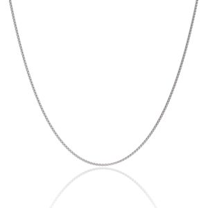 925 Sterling Silver Wheat Chain 1.5mm - Italian Spiga Sterling Silver Necklace Chain with Lobster Claw Clasp, Nickel Free 925 Silver Chain Necklace in lengths from 16-30 Inches