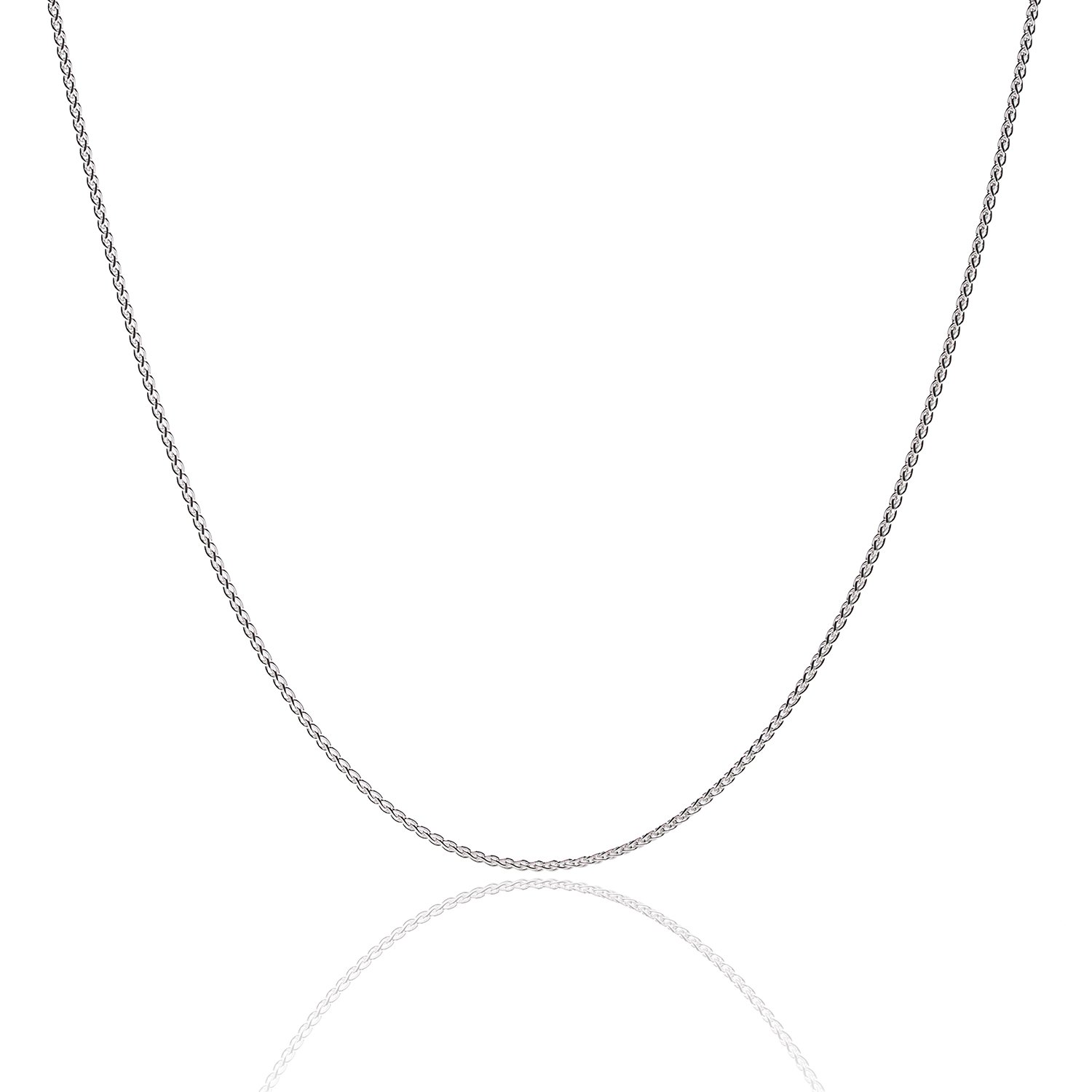 925 Sterling Silver Wheat Chain 1.5mm - Italian Spiga Sterling Silver Necklace Chain with Lobster Claw Clasp, Nickel Free 925 Silver Chain Necklace in lengths from 16-30 Inches