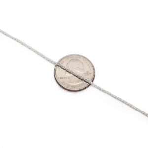 925 Sterling Silver Wheat Chain 1.5mm - Italian Spiga Sterling Silver Necklace Chain with Lobster Claw Clasp, Nickel Free 925 Silver Chain Necklace in lengths from 16-30 Inches