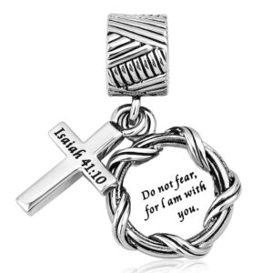 LuckyJewelry Religious Bible Christian Keep Faith Cross Charms for Charm Bracelets (Do Not Fear for I am with You)