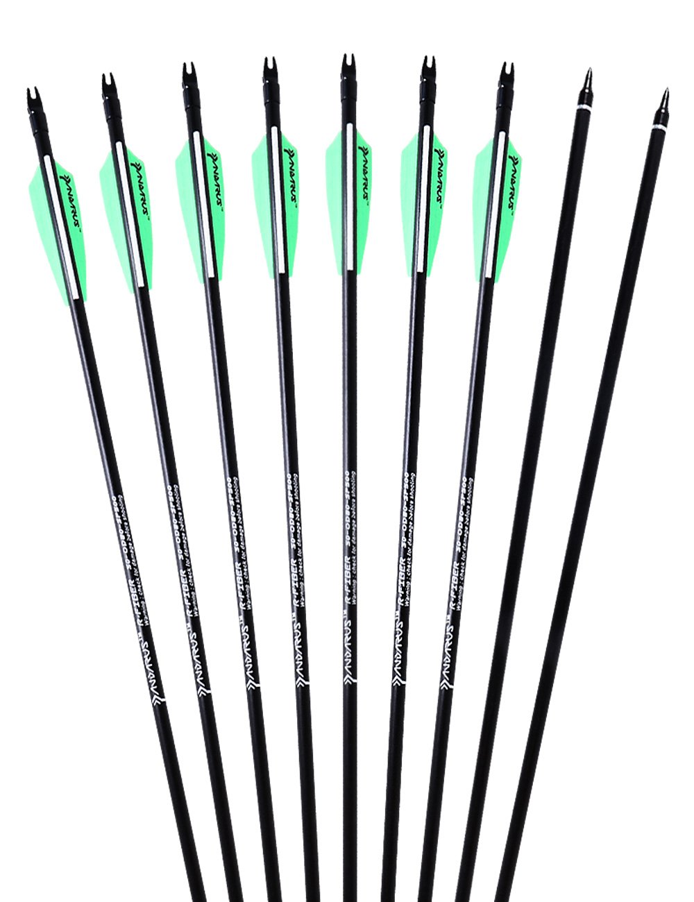 PANDARUS Archery 30inch 8mm Fiberglass Hunting Practice Arrows with Replaceable Arrowhead Spine 500 for Recure and Compound Bow Target