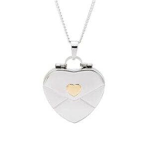 Women's Stainless Steel Engravable Gold Heart Envelope Locket, (20" long chain) - Personalized Secret Locket Necklace - Heart Locket - Custom Necklaces for Women - Gifts for Mom - Gifts for Mom